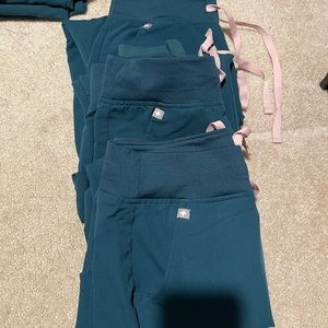 Figs S high waisted joggers. Caribbean blue.